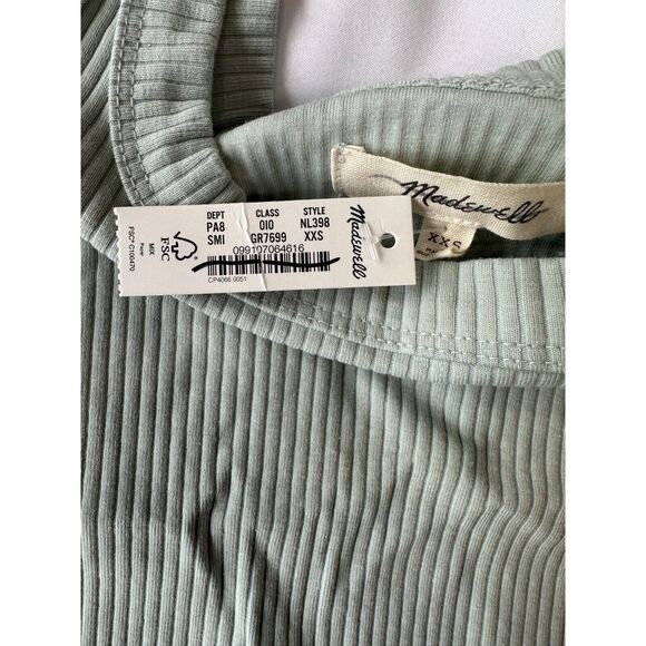 Madewell Sage Green Tailored Crop Stretch Casual Everyday Tank Ribbed NWT XXS - Picture 3 of 5